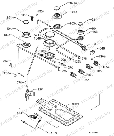 Взрыв-схема плиты (духовки) Zoppas PC95 - Схема узла Functional parts 267